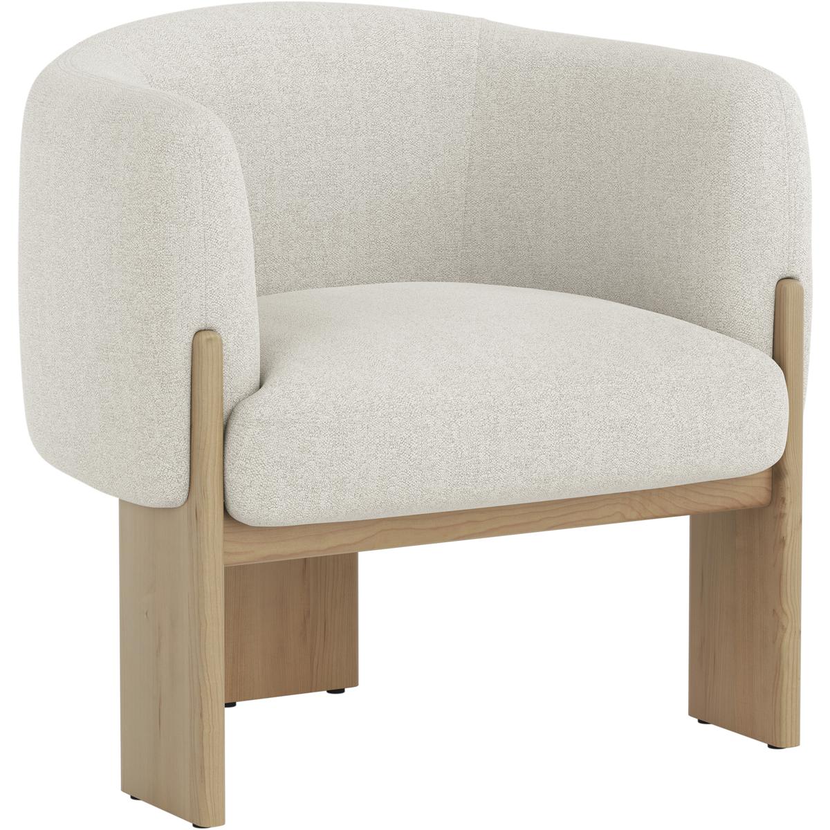 Asahina Modern Classic Dove Cream Natural Oak Barrel Chair